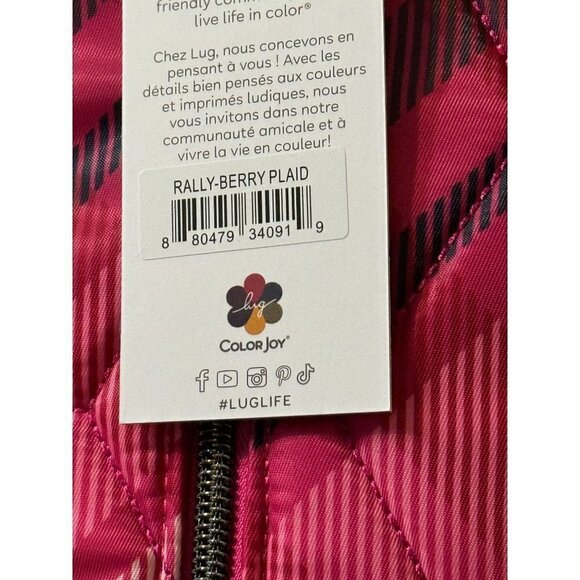 LUG Rally Tote Bag NWT - Berry Plaid - Picture 3 of 7